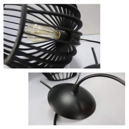 Luminária Lustre Pendente Madeira Redondo Munique 20cm Preto - 6