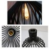 Luminária Lustre Pendente Madeira Redondo Munique 20cm Preto - 5