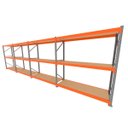 Ver imagem 1 de Mini Porta Pallet 200 Kg por Nivel Inicial +3 Continuação com 3 Niveis Laranja com Mdf Cru