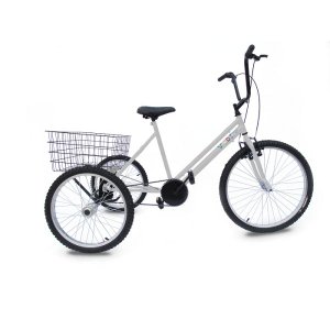 Triciclo Aro 26 - Super Luxo - 6 Opções de Cores - Branco