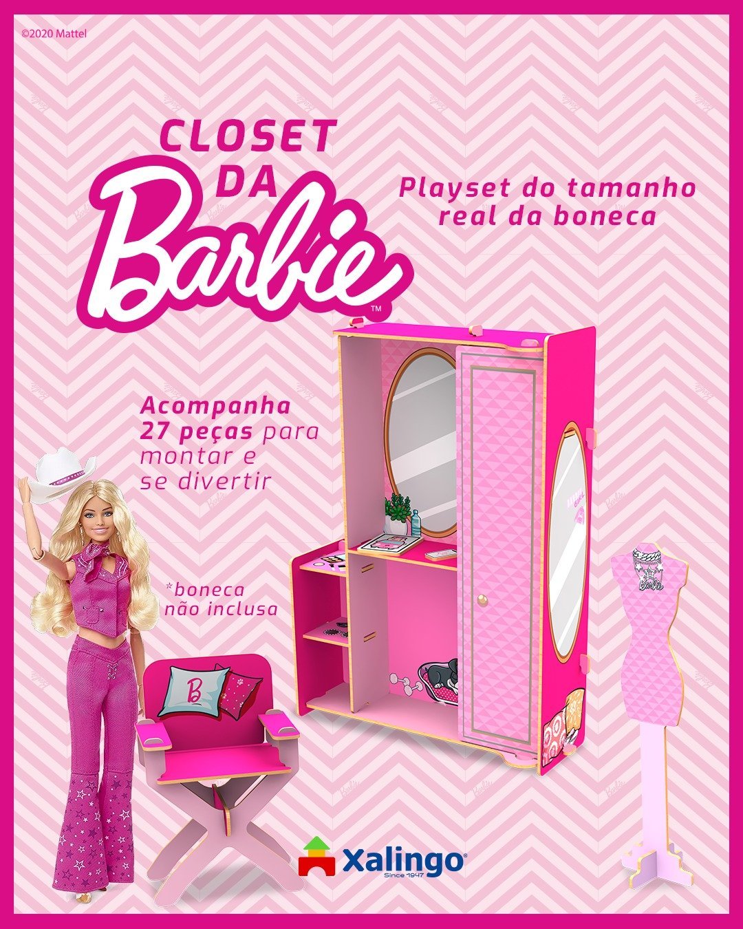 Barbie Playset Closet - 40 Peças MADEIRA - Xalingo - 2