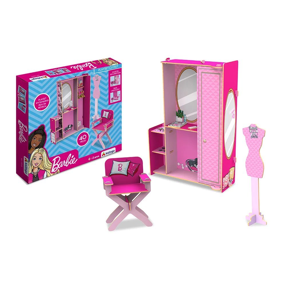 Barbie Playset Closet - 40 Peças MADEIRA - Xalingo - 1