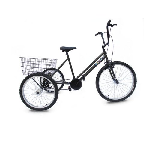 Triciclo Aro 26 - Super Luxo - 6 Opções de Cores - Preto