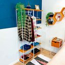 Ver imagem 2 de Armário Arara Closet Completo Modular Slim Carvalho e Branco