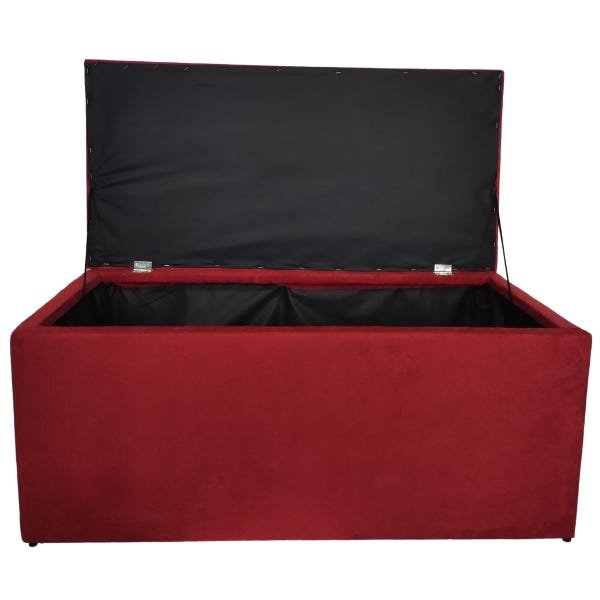 Puff Baú Suede Decorativo Organizador Porta Objetos Detroit 90x45x45 - 2