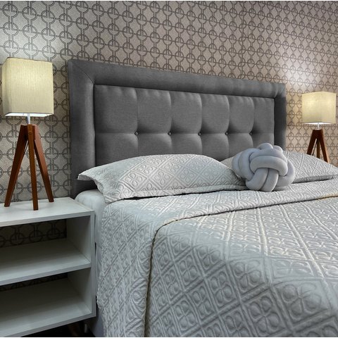 Cabeceira Queen Estofada Veneza 05 Luxor Linho Cinza 160 X 60 Rbl
