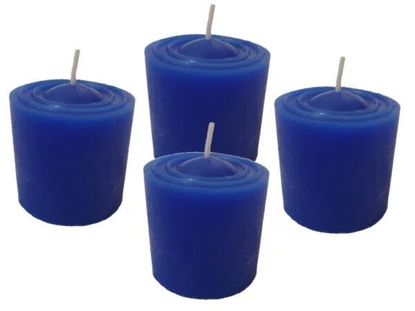 Kit 4 Velas Perfumadas Com Aroma de Alecrim - Cor Azul