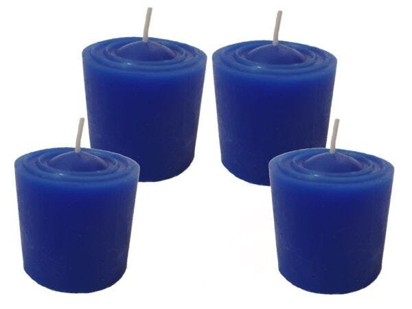 Kit 4 Velas Perfumadas Com Aroma de Alecrim - Cor Azul - 2