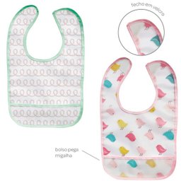 Kit Babadores com Bolso Cata Migalhas Passarinho Infantil - 2