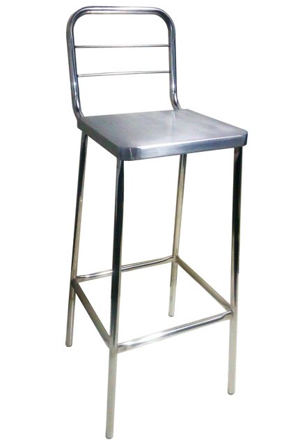 Cadeira alta com encosto em aço inox - 1