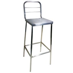 Cadeira alta com encosto em aço inox - 1