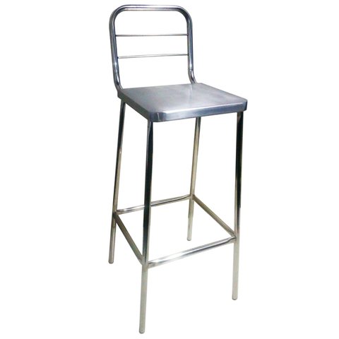 Cadeira alta com encosto em aço inox