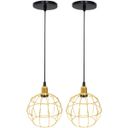 Ver imagem 1 de 2 Pendentes Aramado Globo Luminária Lustre Luxo Teto Retrô Vintage Dourado Agp Ilumini Industrial
