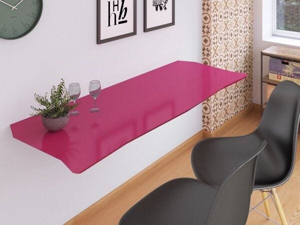 Mesa de Parede Dobrável 70x46cm - Cor Pink Peacock - 3