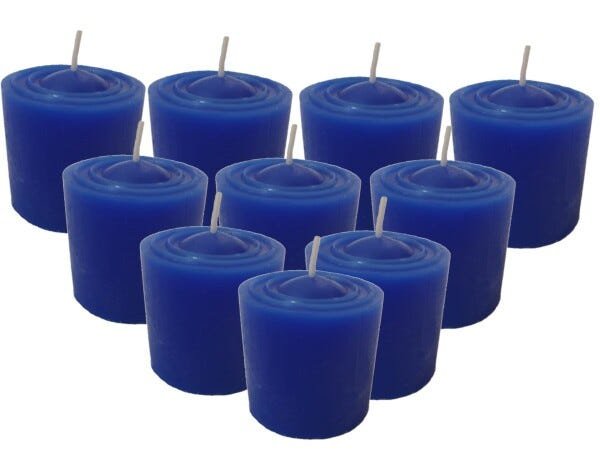 Kit 10 Velas Perfumadas Com Aroma de Alecrim - Cor Azul