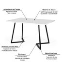 Ver imagem 3 de Mesa de Jantar Industrial Retangular 140x75cm 4 Lugares Rigo MDF Branco - Straub Web