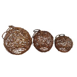 Trio de Esferas Vime Vazada P, M, G Decorativa - 2