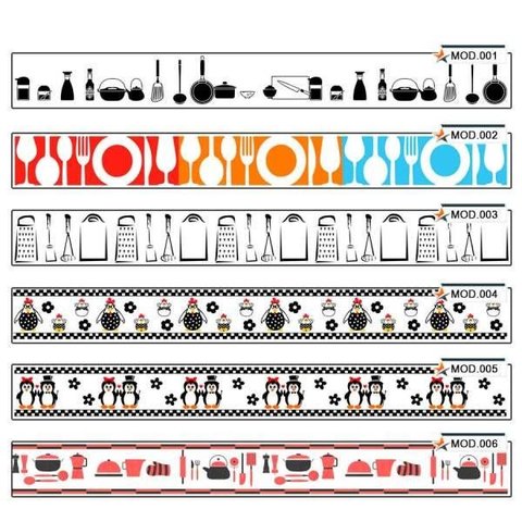 Adesivo Borda Decorativa Faixa para Cozinha - Diversos Modelos 100 X 10 Cm - 10 Peças