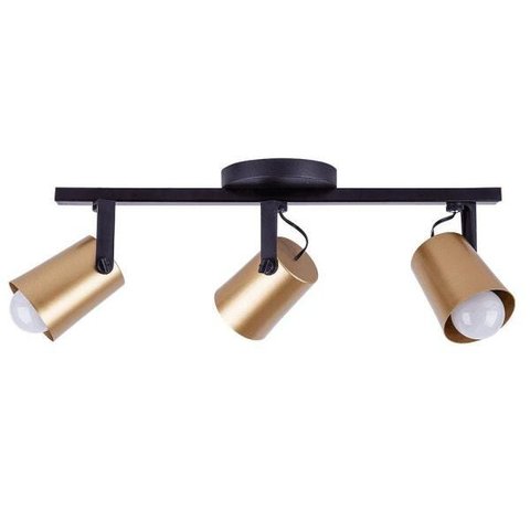 Spot Sobrepor Direcionável Fokus Trilho 03 Lâmpadas E27 Moderno - Dourado