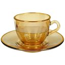 Ver imagem 3 de Jogo de Xícaras para Café Menfis Âmbar em Vidro com Pires 85ml - 8 Peças