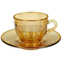 Jogo de Xícaras para Café Menfis Âmbar em Vidro com Pires 85ml - 8 Peças - 3