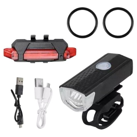 Kit Farol Bike Led Usb Recarregável Dianteiro e Traseiro