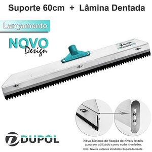 Rodo Dentado 60cm Alumínio Reforçado + Lâmina Dentada 60cm - Borracha - PT1 (PARA ATINGIR APROX. 1MM