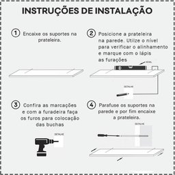 Kit 2 Prateleiras U 100 X 25cm Branca Suporte Invisível - 2