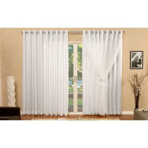 Cortina Voil Branco Forro Micro Fibra 6,00 X 2.60 Ilhós Cromado