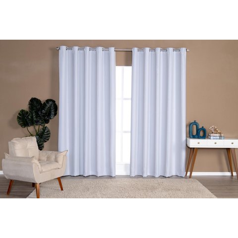 Cortina Blackout Tecido 4,00m x 2,50m Para Varão Simples:Branco
