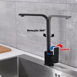 Torneira Gourmet Slim Quadrada Misturador Monocomando Preto Black - 5