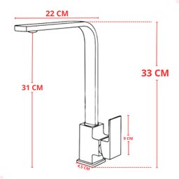 Torneira Gourmet Slim Quadrada Misturador Monocomando Preto Black - 4