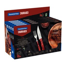 Jogo de Talheres para Churrasco Jumbo Tramontina Polywood 12 Peças:vermelho - 2