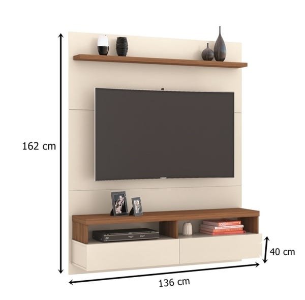 Painel para TV Royal Off White com Freijó - Germai Móveis - 3