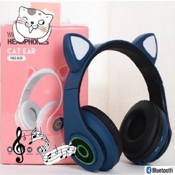 Fone de Ouvido Gatinho Bluetooth 5.0 Dobravel Azul Marinho - 6