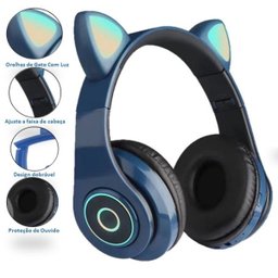 Fone de Ouvido Gatinho Bluetooth 5.0 Dobravel Azul Marinho - 5