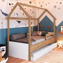 Ver imagem 1 de Cama Infantil Montessoriana sem Colchão com Cama Auxiliar Oak/Branco - Completa Móveis