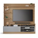 Ver imagem 1 de Home Theater Braga para TV até 65 Polegadas com LED 1 Porta 4 Nichos Freijó/Cinza - Bela Móveis