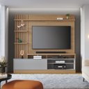 Ver imagem 2 de Home Theater Braga para TV até 65 Polegadas com LED 1 Porta 4 Nichos Freijó/Cinza - Bela Móveis