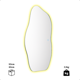 Espelho Grande Corpo Inteiro Lapidado Orgânico Decorativo 115x60cm Luxo com Led Fria 6500k - 6