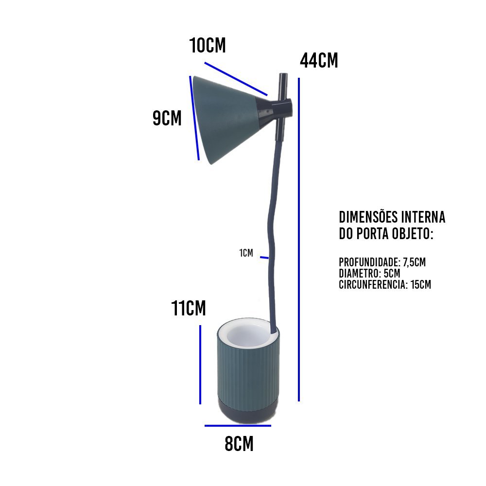 Luminária de Mesa Porta Objetos Touch LED Abajur Iluminado Articulada 3 Cores Flexivel Suporte - 2