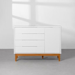 Kit Quarto Infantil Boom com Pés Mel - Berço Slim + Cômoda 4 Gavetas e 1 Porta - Branco Abra Cadabra - 6