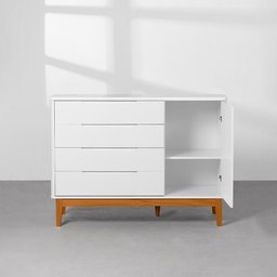 Kit Quarto Infantil Boom com Pés Mel - Berço Slim + Cômoda 4 Gavetas e 1 Porta - Branco Abra Cadabra - 7