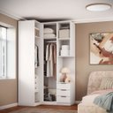 Ver imagem 2 de Guarda Roupa de Canto 2 Portas com Mesa de Cabeceira Altezza Clean:branco