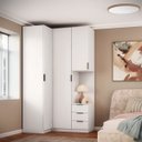 Ver imagem 1 de Guarda Roupa de Canto 2 Portas com Mesa de Cabeceira Altezza Clean:branco