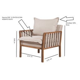 Poltrona Decorativa Jeniffer linho Champanhe - 2