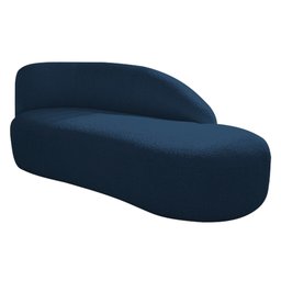 Divã Recamier Curvo Luna 160cm Lado Direito Suede Azul Marinho - 1