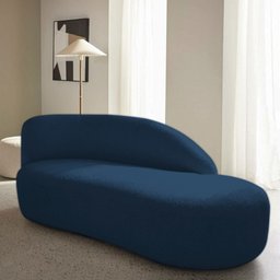 Divã Recamier Curvo Luna 160cm Lado Direito Suede Azul Marinho - 2