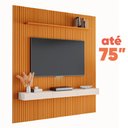 Ver imagem 1 de Painel para Tv até 75 Polegadas 2,25x2,40m Ripado com Nicho Arbo Cedro/off White Edn