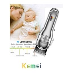Maquina Corta Cabelo Profissional Recarregável Display Lcd Kemei 1986 Prata Original Luuk Young - 3